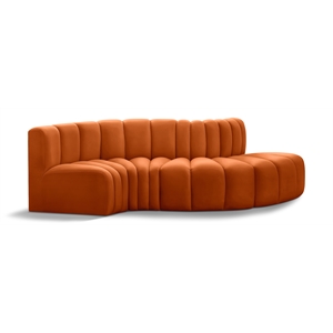 Meridian Furniture Arc Cognac Velvet Modular Sectional