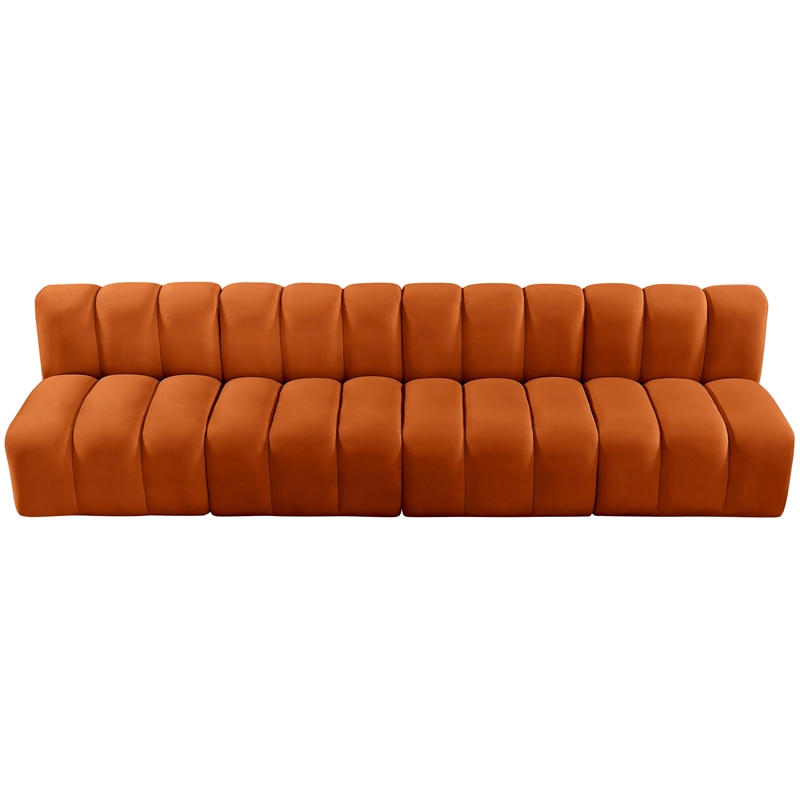 Meridian Furniture Arc Cognac Velvet Modular Sectional