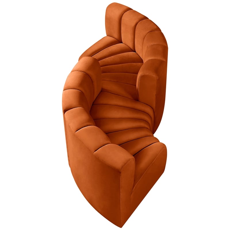 Meridian Furniture Arc Cognac Velvet Modular Sectional