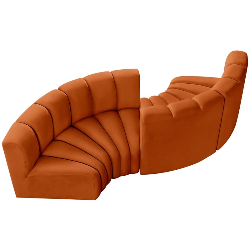 Meridian Furniture Arc Cognac Velvet Modular Sectional