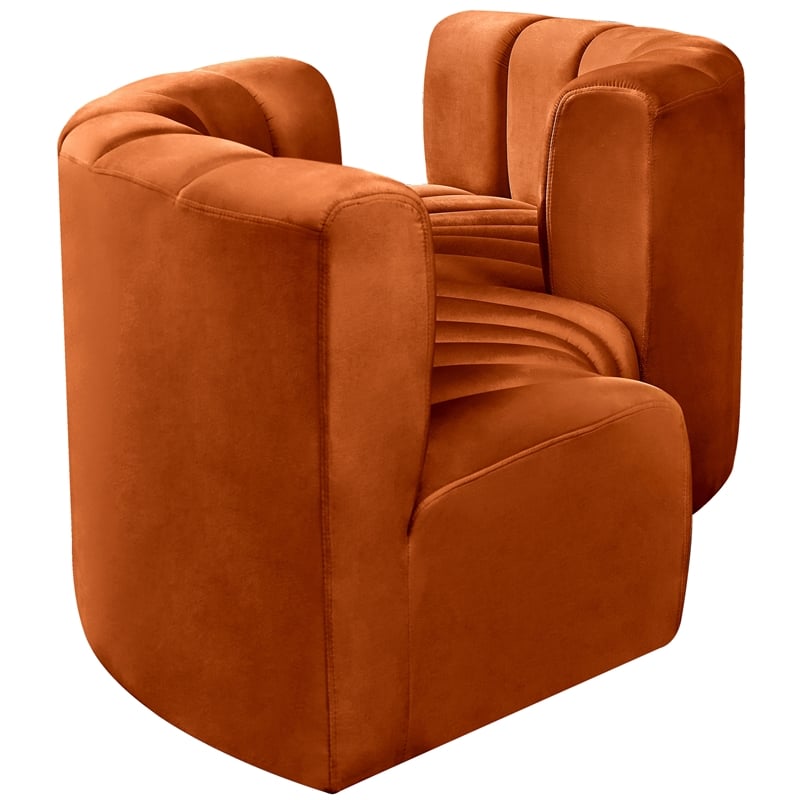 Meridian Furniture Arc Cognac Velvet Modular Sectional