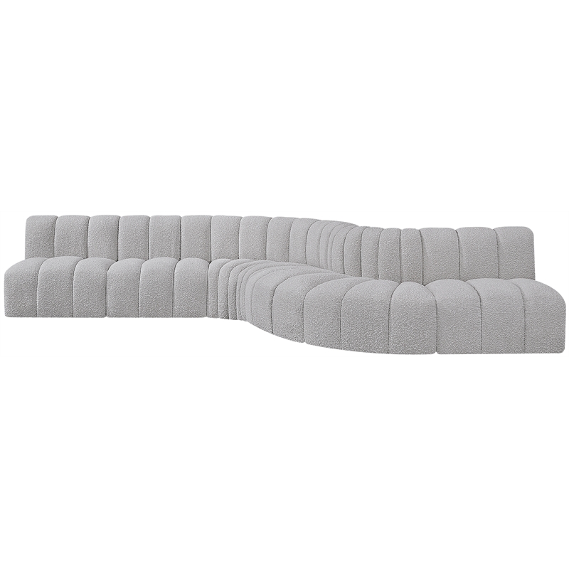 Meridian Furniture Arc Grey Boucle Fabric Modular Sectional
