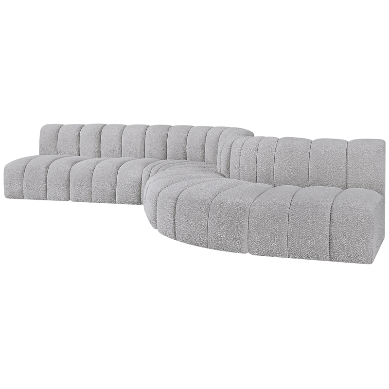 Meridian Furniture Arc Grey Boucle Fabric Modular Sectional