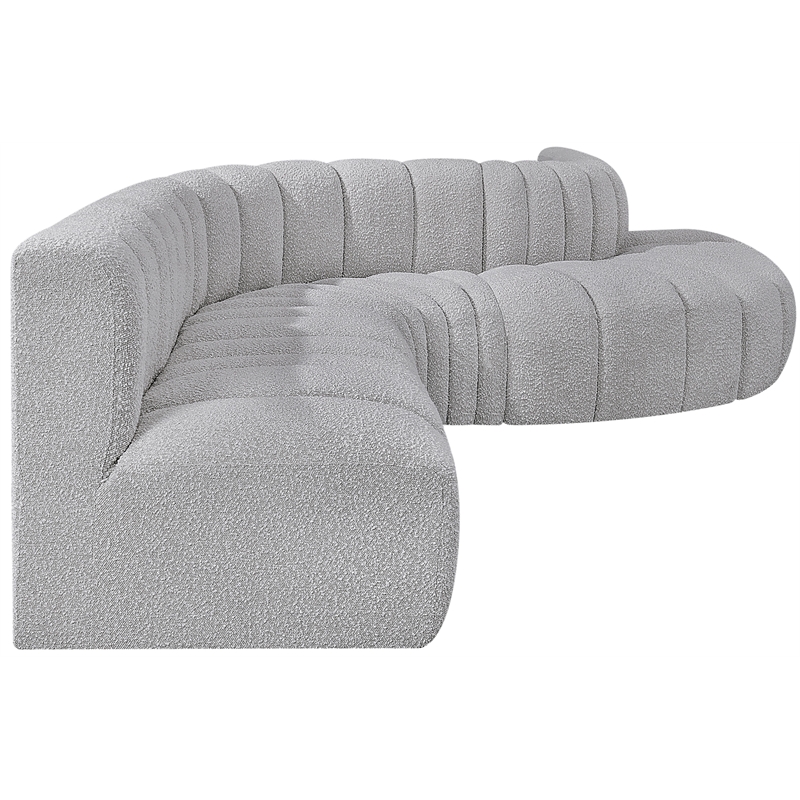 Meridian Furniture Arc Grey Boucle Fabric Modular Sectional