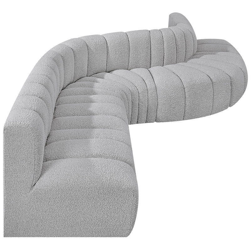Meridian Furniture Arc Grey Boucle Fabric Modular Sectional