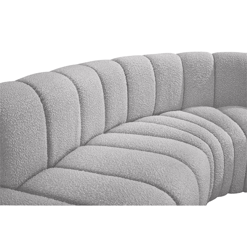 Meridian Furniture Arc Grey Boucle Fabric Modular Sectional