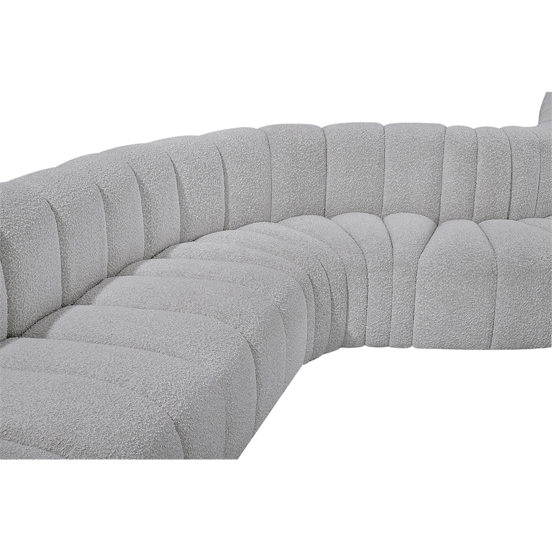 Meridian Furniture Arc Grey Boucle Fabric Modular Sectional