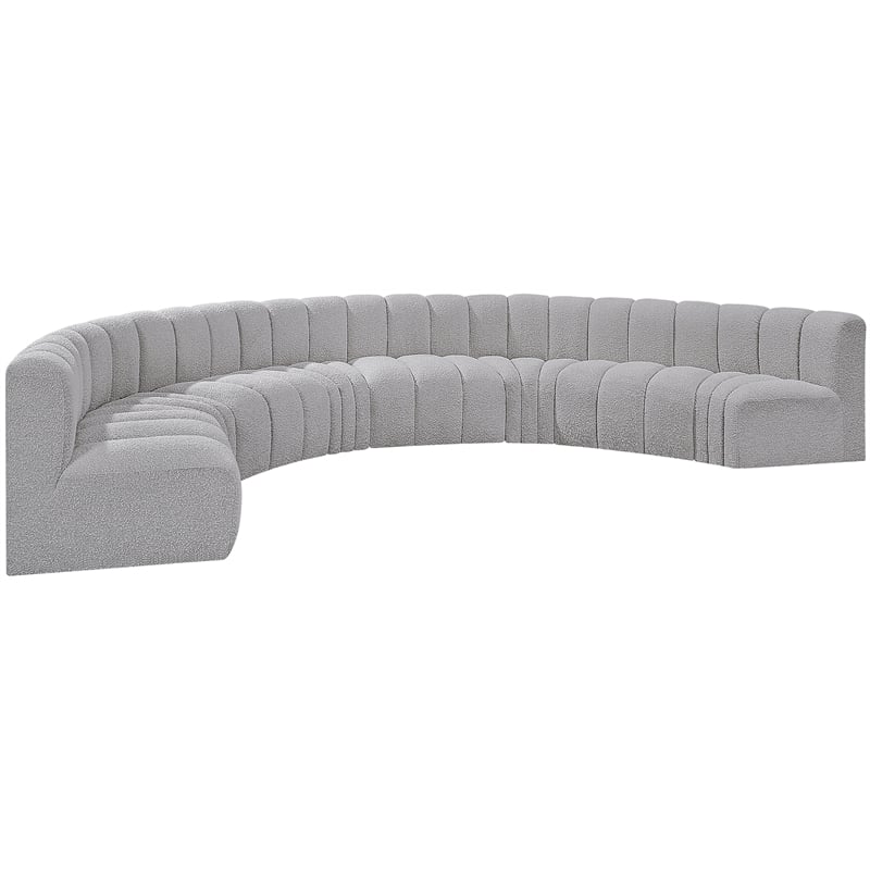 Meridian Furniture Arc Grey Boucle Fabric Modular Sectional