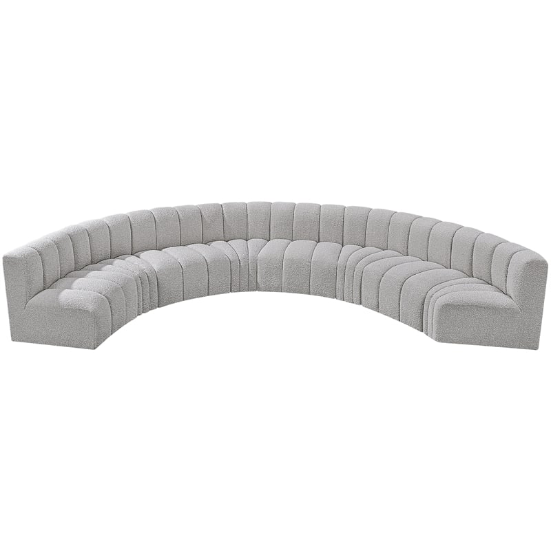 Meridian Furniture Arc Grey Boucle Fabric Modular Sectional