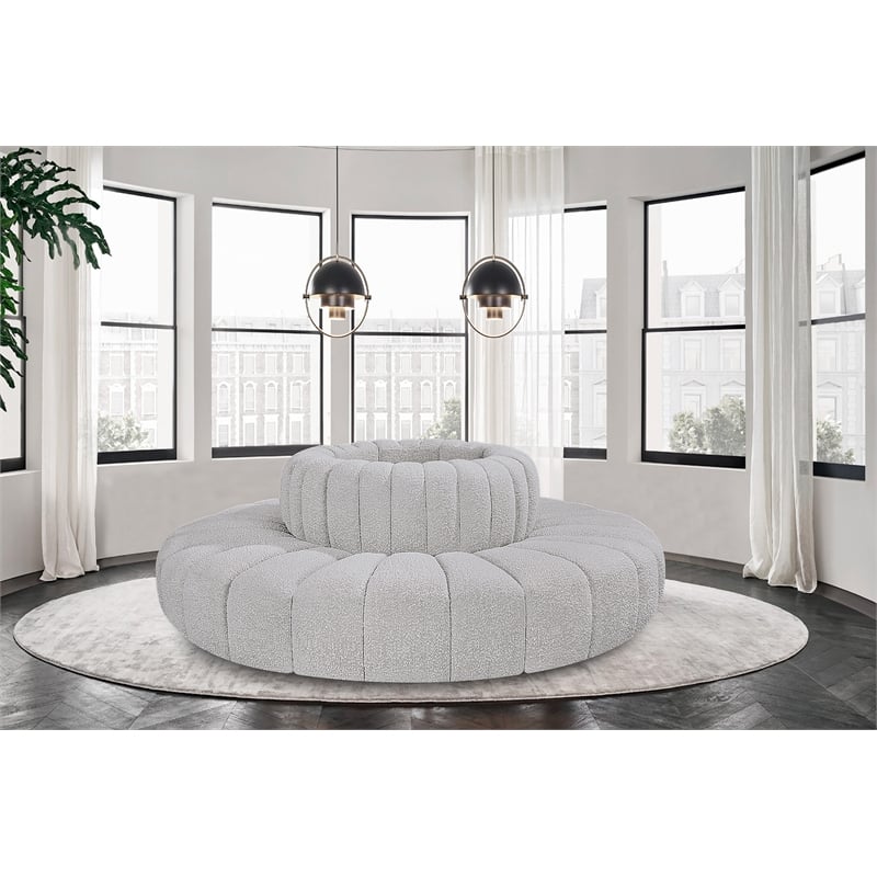 Meridian Furniture Arc Grey Boucle Fabric Modular Sectional