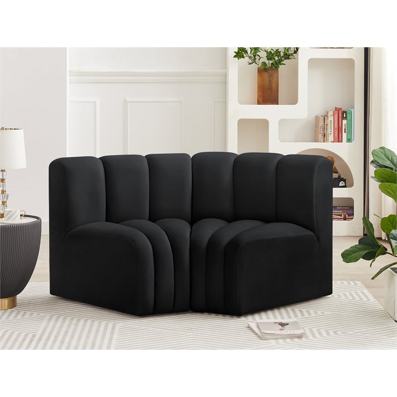 Meridian Furniture Arc Black Velvet Modular Sectional