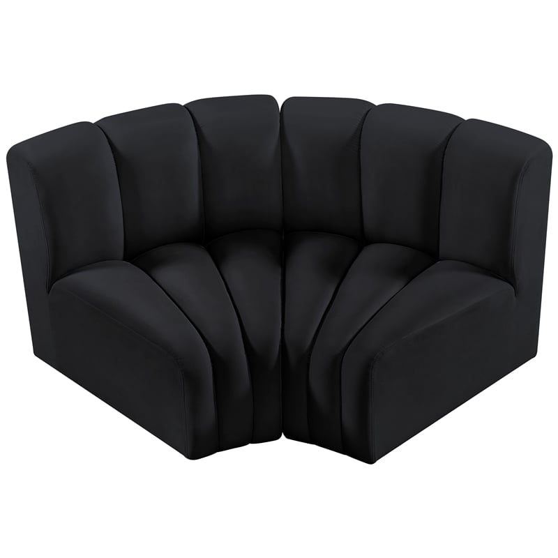 Meridian Furniture Arc Black Velvet Modular Sectional