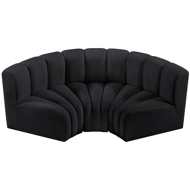 Meridian Furniture Arc Black Velvet Modular Sectional
