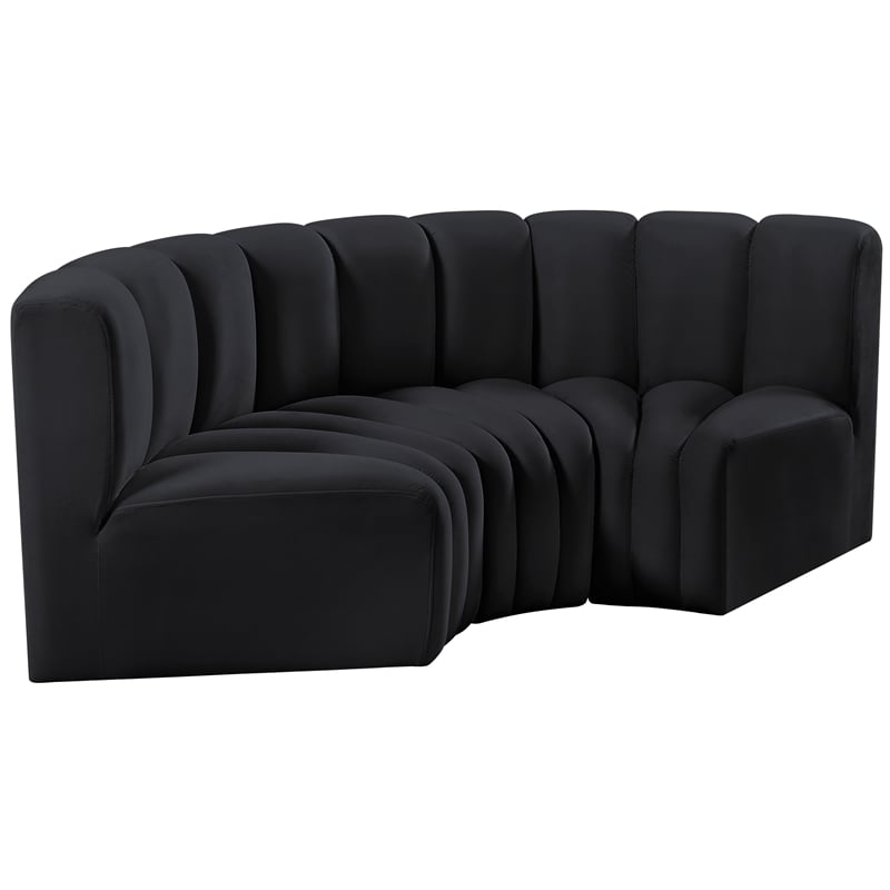 Meridian Furniture Arc Black Velvet Modular Sectional