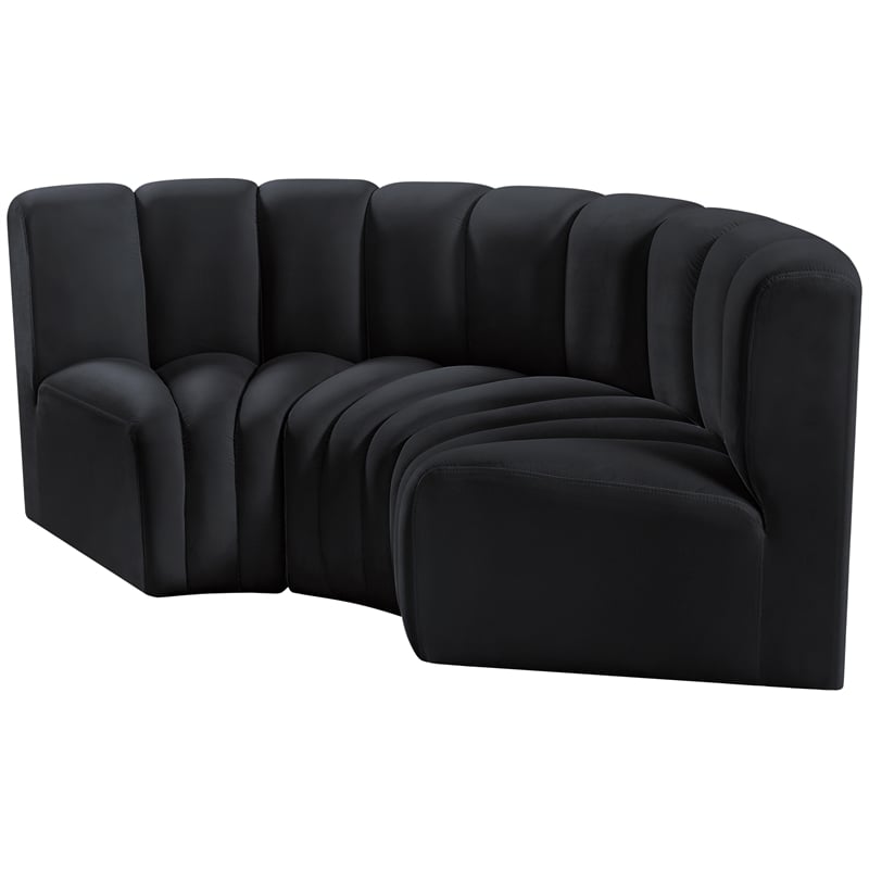 Meridian Furniture Arc Black Velvet Modular Sectional