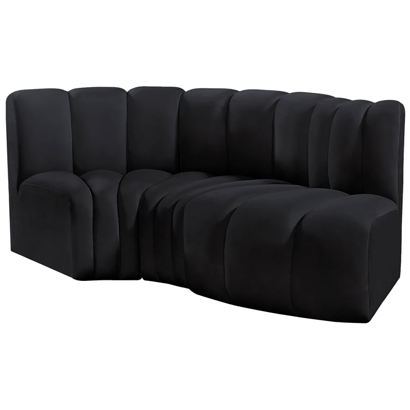Meridian Furniture Arc Black Velvet Modular Sectional