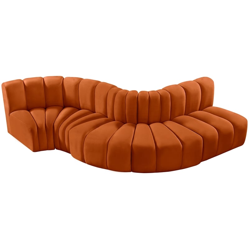 Meridian Furniture Arc Cognac Velvet Modular Sectional