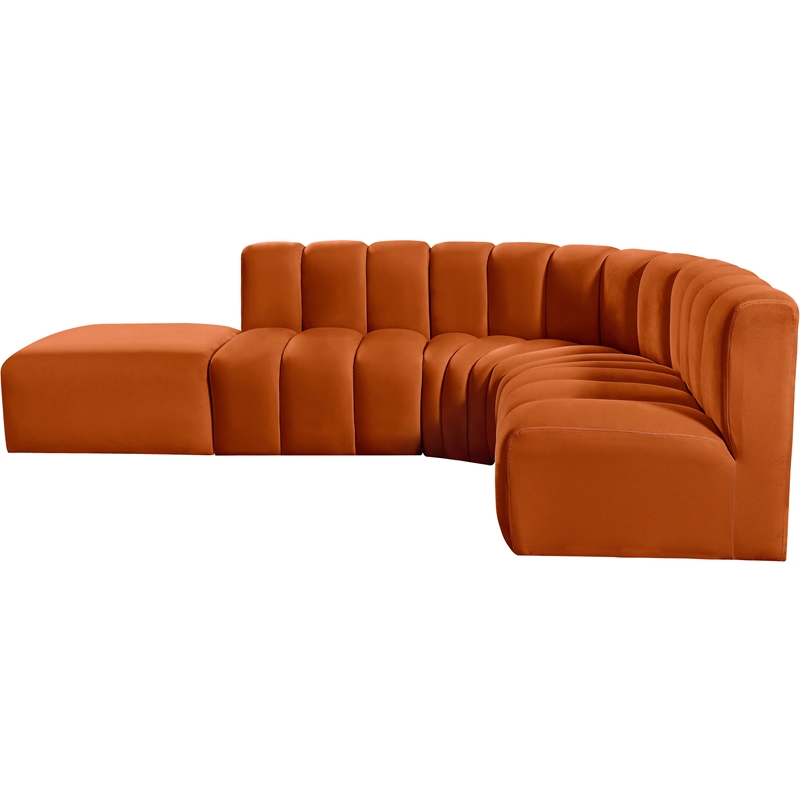 Meridian Furniture Arc Cognac Velvet Modular Sectional