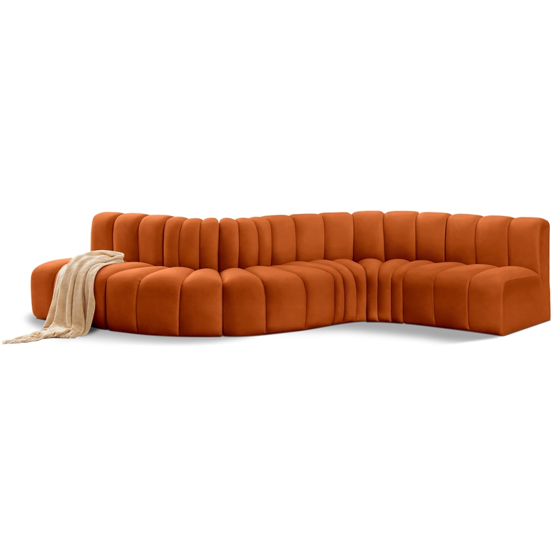 Meridian Furniture Arc Cognac Velvet Modular Sectional