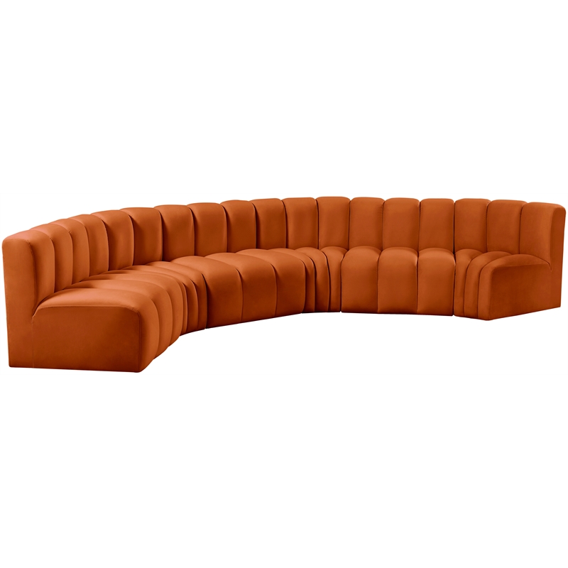 Meridian Furniture Arc Cognac Velvet Modular Sectional