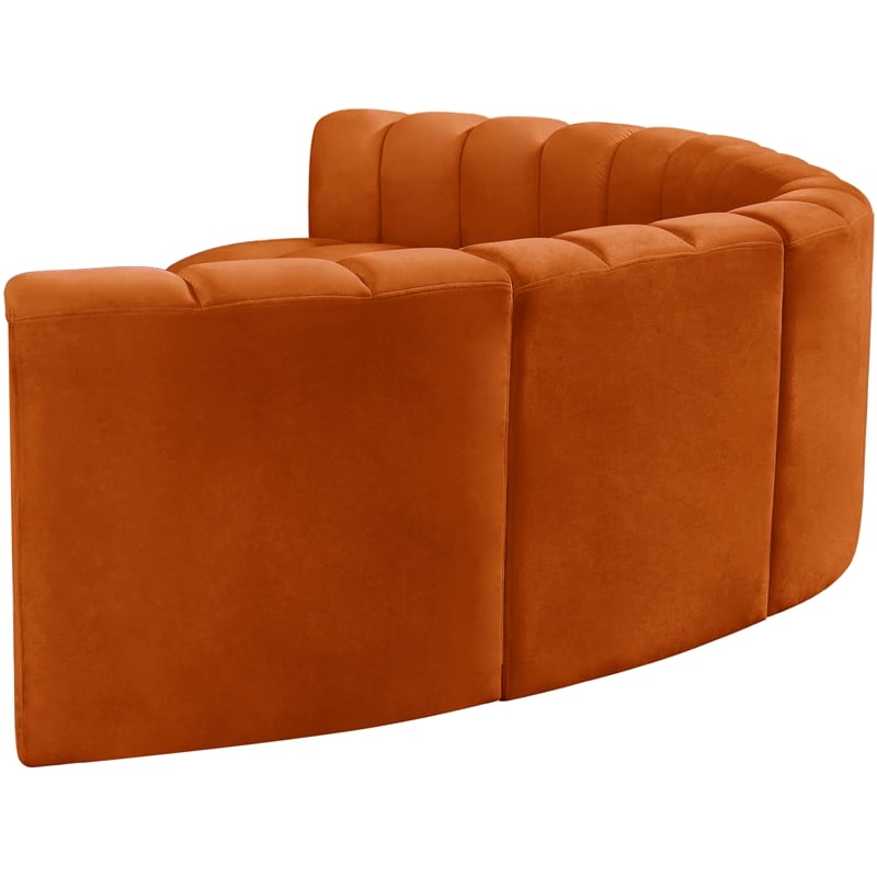 Meridian Furniture Arc Cognac Velvet Modular Sectional