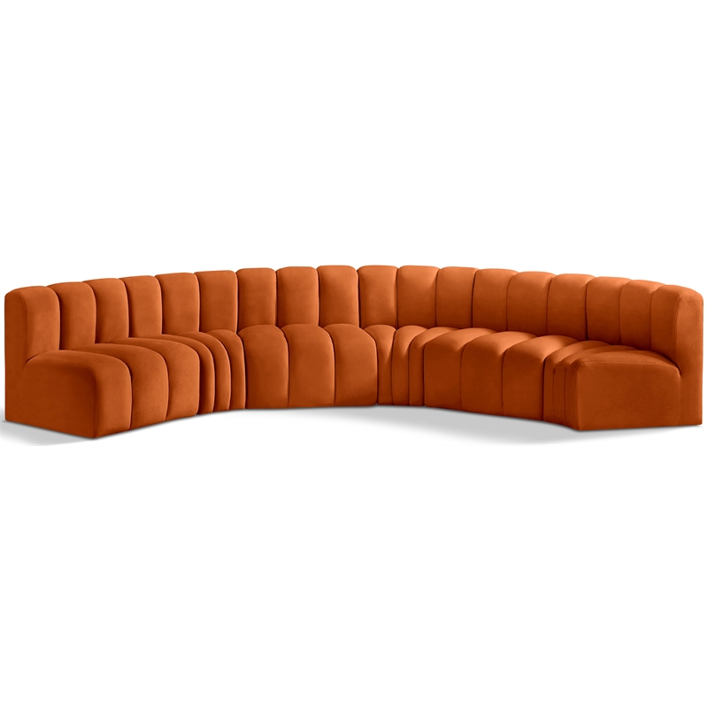 Meridian Furniture Arc Cognac Velvet Modular Sectional