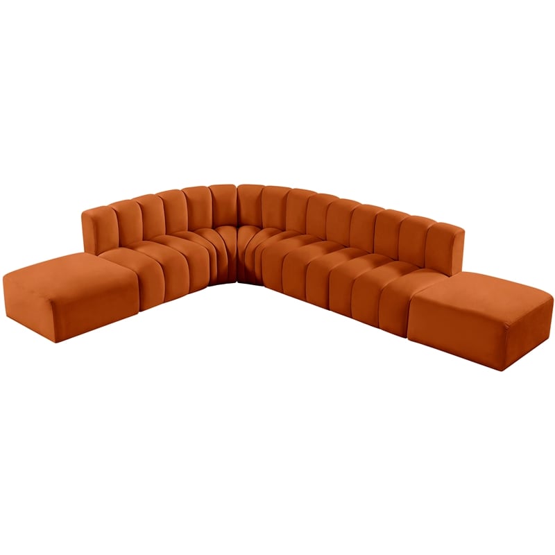 Meridian Furniture Arc Cognac Velvet Modular Sectional