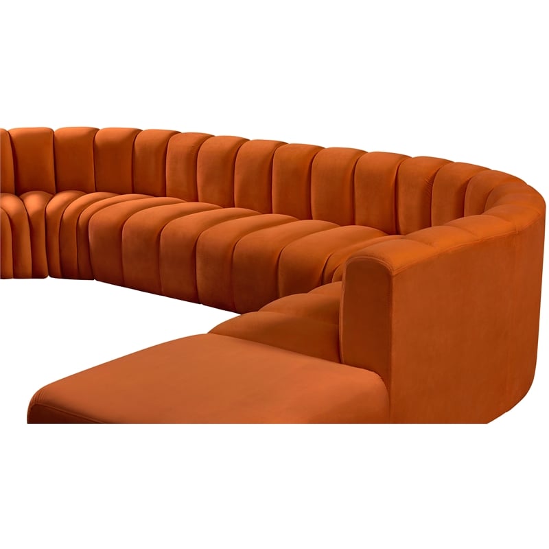 Meridian Furniture Arc Cognac Velvet Modular Sectional