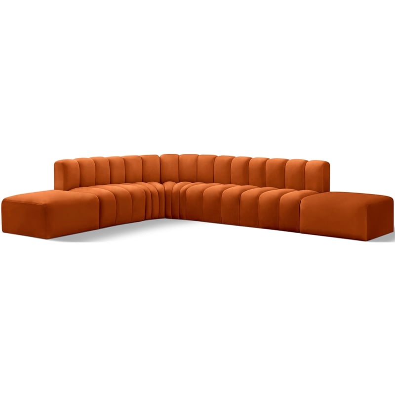 Meridian Furniture Arc Cognac Velvet Modular Sectional