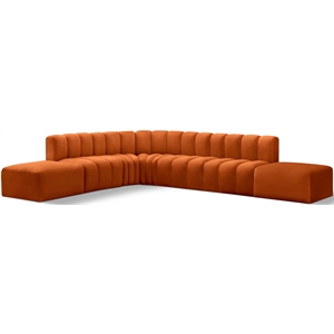 Meridian Furniture Arc Cognac Velvet Modular Sectional