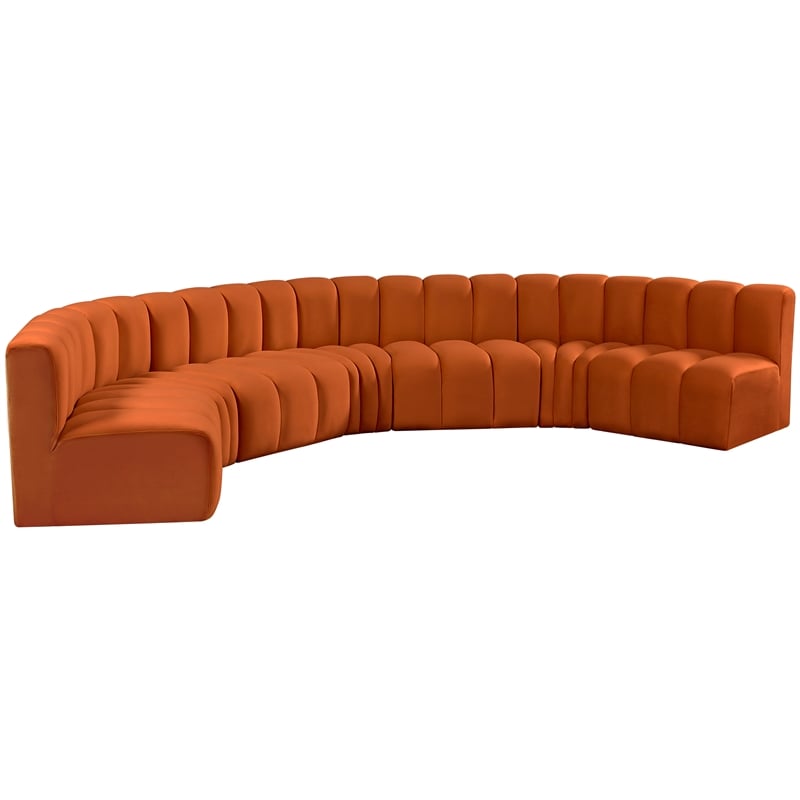 Meridian Furniture Arc Cognac Velvet Modular Sectional