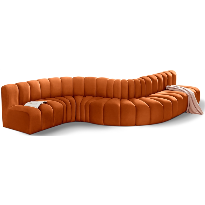 Meridian Furniture Arc Cognac Velvet Modular Sectional