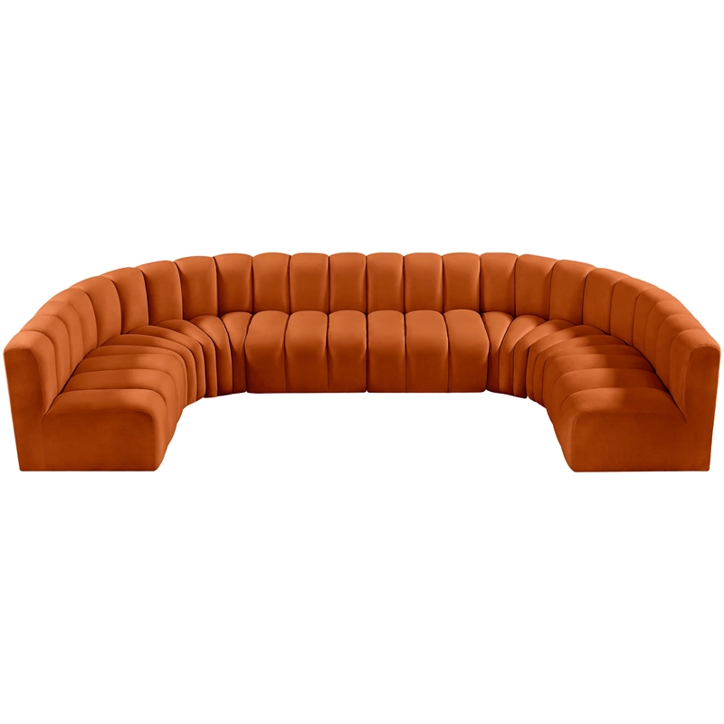Meridian Furniture Arc Cognac Velvet Modular Sectional