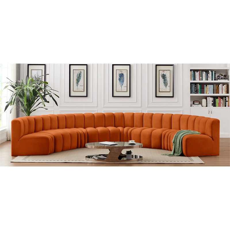 Meridian Furniture Arc Cognac Velvet Modular Sectional