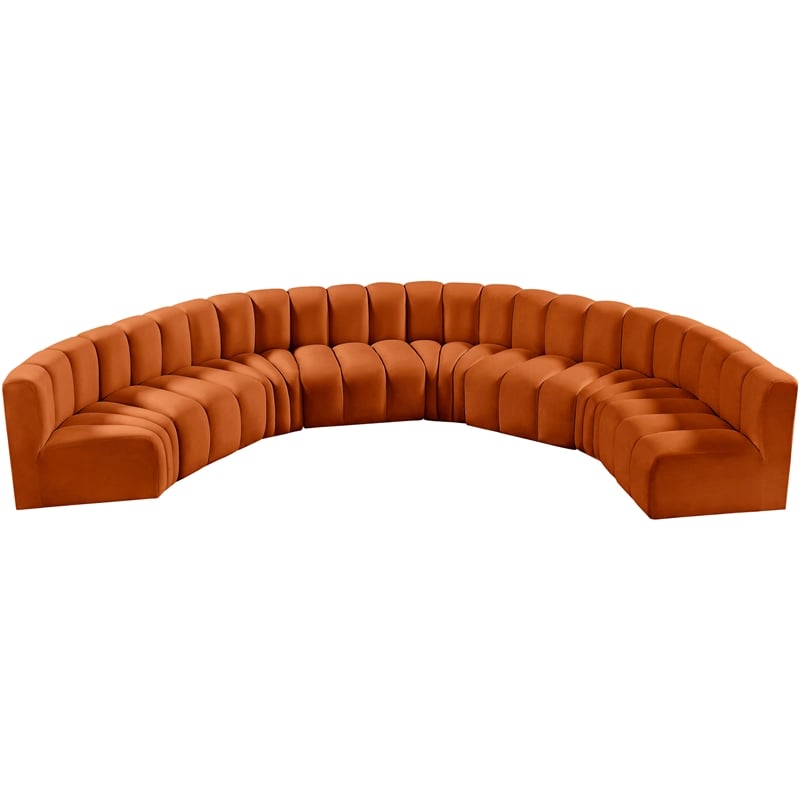Meridian Furniture Arc Cognac Velvet Modular Sectional