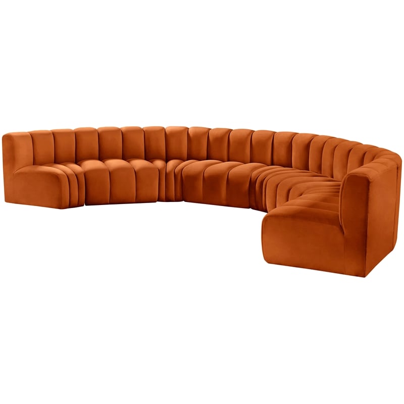 Meridian Furniture Arc Cognac Velvet Modular Sectional