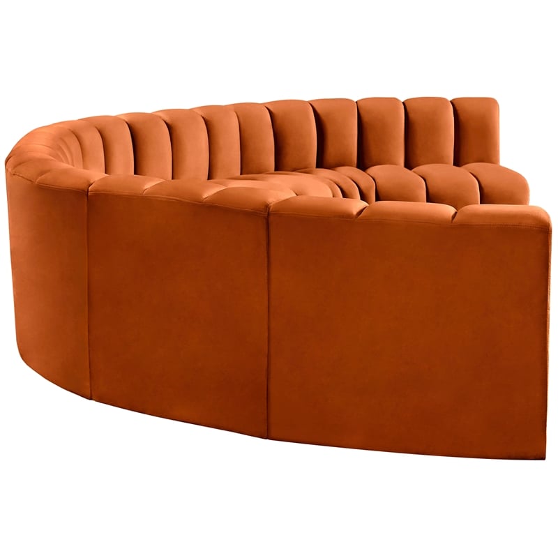 Meridian Furniture Arc Cognac Velvet Modular Sectional