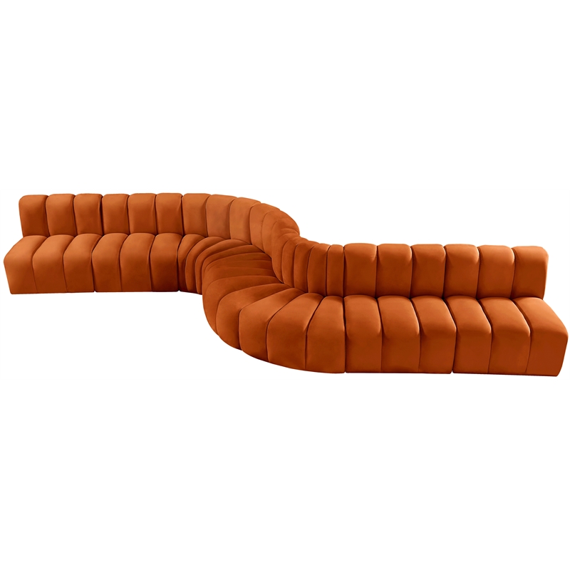 Meridian Furniture Arc Cognac Velvet Modular Sectional