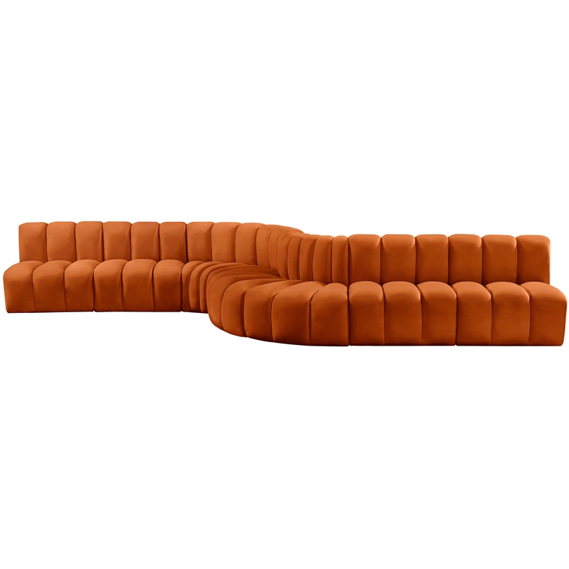 Meridian Furniture Arc Cognac Velvet Modular Sectional