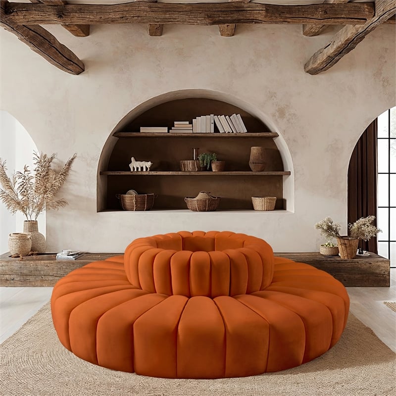 Meridian Furniture Arc Cognac Velvet Modular Sectional