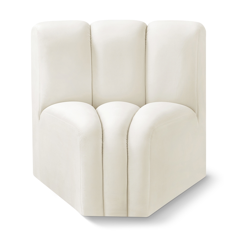 Meridian Furniture Arc Cream Velvet Curved Corner