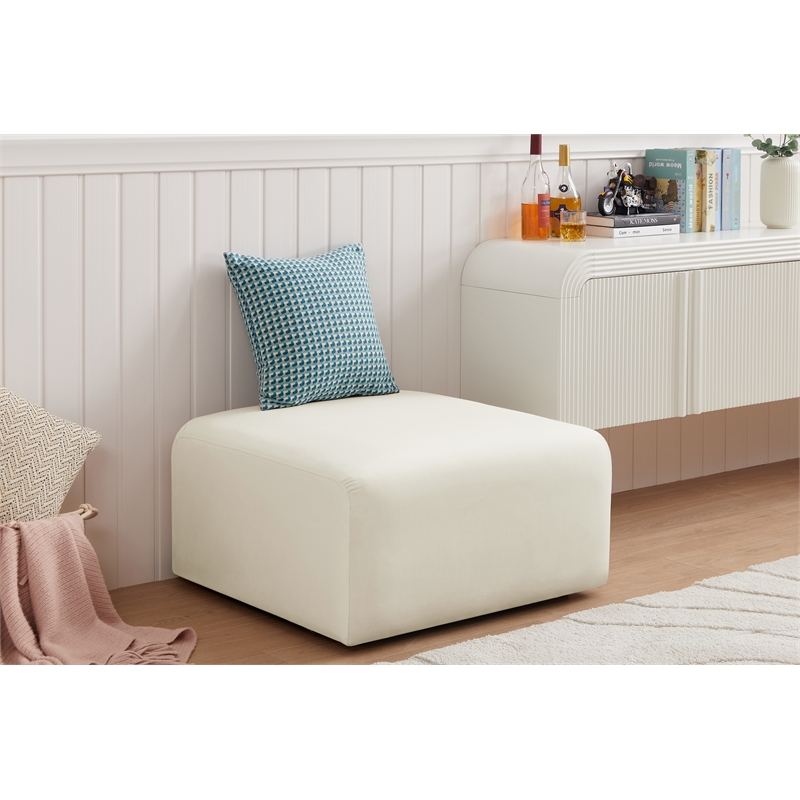 Meridian Furniture Arc Cream Velvet Ottoman