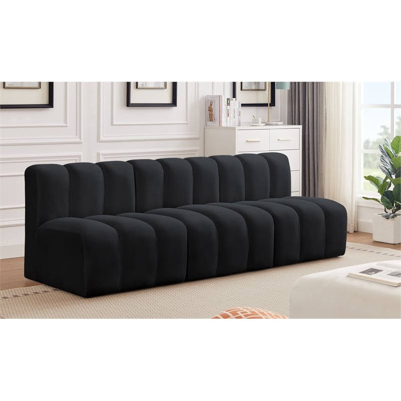 Meridian Furniture Arc Black Velvet Modular Sectional