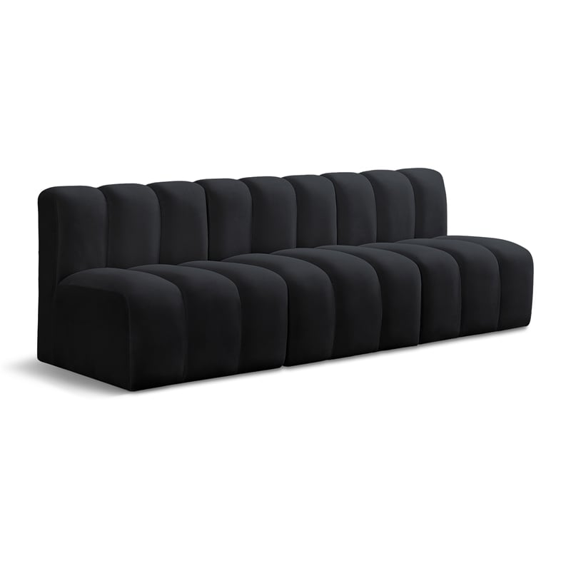 Meridian Furniture Arc Black Velvet Modular Sectional