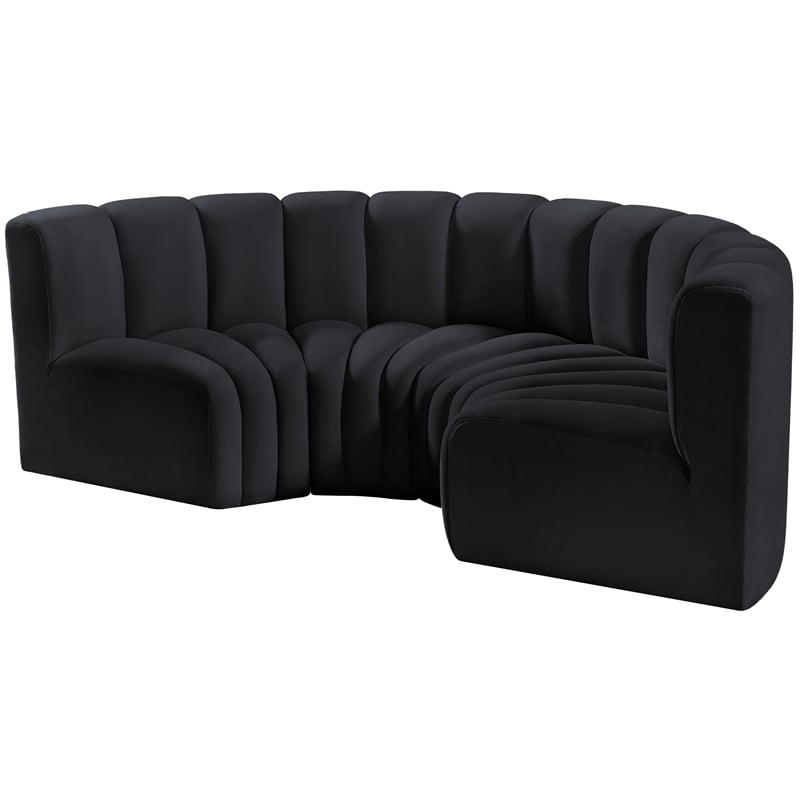 Meridian Furniture Arc Black Velvet Modular Sectional