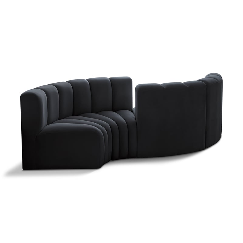 Meridian Furniture Arc Black Velvet Modular Sectional