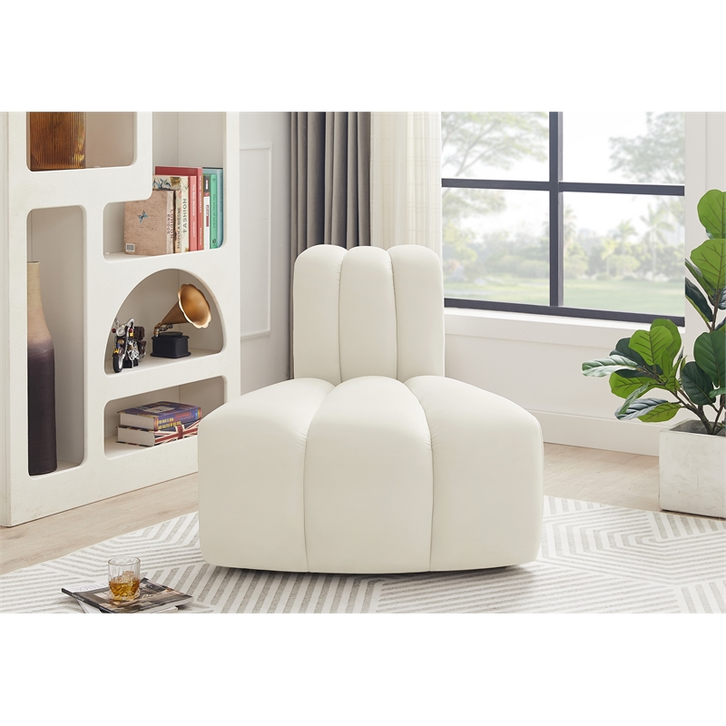 Meridian Furniture Arc Cream Velvet Reverse Corner