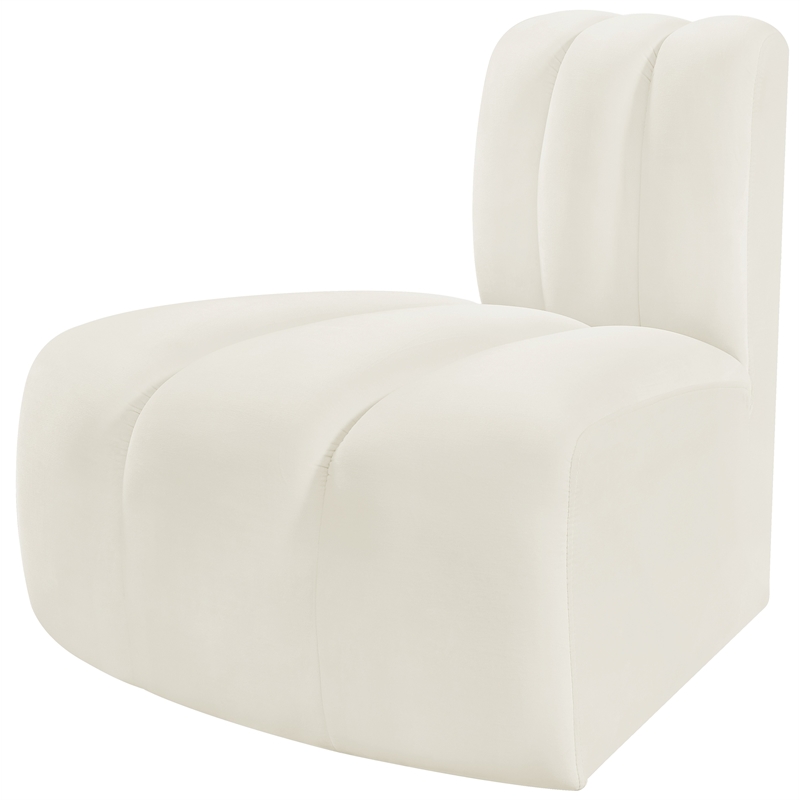 Meridian Furniture Arc Cream Velvet Reverse Corner
