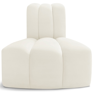 Meridian Furniture Arc Cream Velvet Reverse Corner