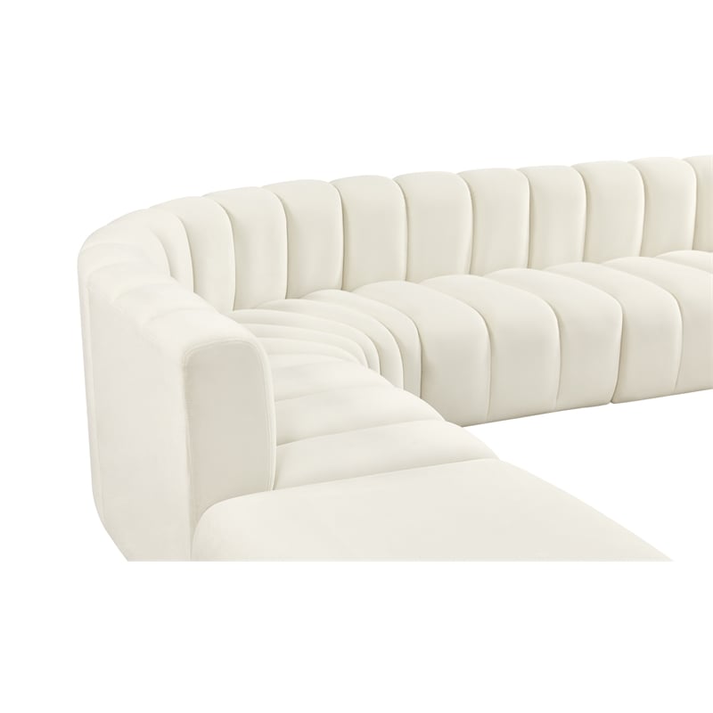 Meridian Furniture Arc Cream Velvet Modular Sectional